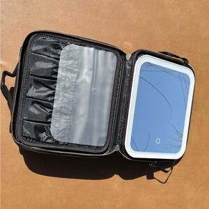 Black Travel Makeup Case with Mirror